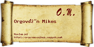 Orgován Mikes névjegykártya